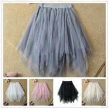 Lady Lace Mesh Tutu Skirts Mini Asymmetrical Irregular Short Pettiskirts Fashion