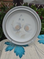 Vintage Retro Denby Whisper Grey Floral Dinner Rimmed Dinner Plate 10¼"