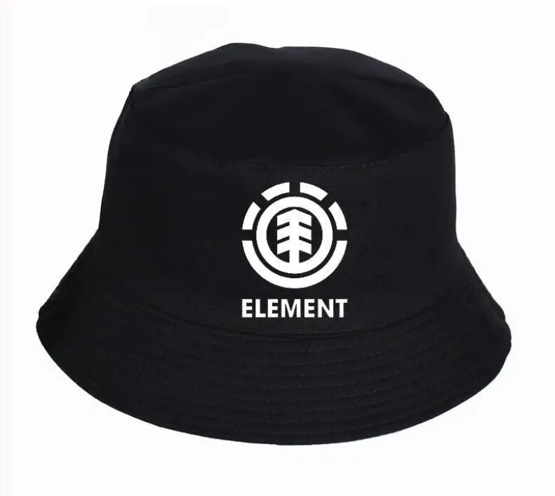 ELEMENT Black W/White Screen Print TREE Logo Men's Bucket Hat/Plaid Reversible