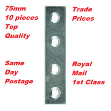 10 x FLAT STRAIGHT STEEL MENDING PLATES BRACKETS 75mm METAL BRACES JOIST REPAIRS