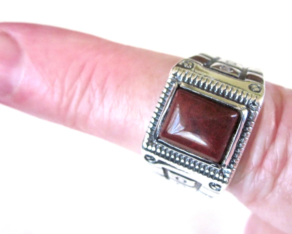 Мужское кольцо с красной яшмой ремесленника / размер 11 / серебро 925 пробы / 2,5 карата 7,8 г - Изображение 2 из 4