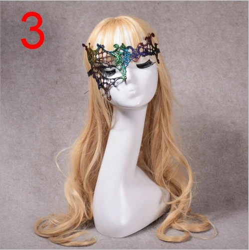 Womens Embroidered Rainbow Eye Mask Venetian Carnival Masquerade Lace Hollow - Picture 12 of 21