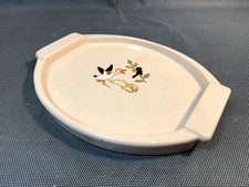 Ancien petit plateau à verres ou apéritif ovale en porcelaine de LONGWY rose