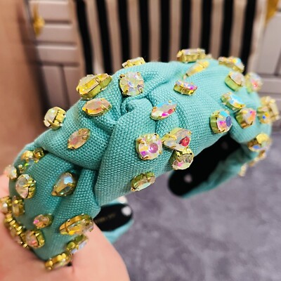 LELE SADOUGHI MIXED MULTI CRYSTAL WOVEN TEAL KNOTTED  display picture 3