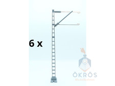 6 x Hobbex Gartenbahn Streckenmast DB, DR, MÁV Ausführung mit Ausleger, 2m/G, BS