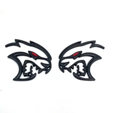 2x Side Hellcat Car Emblem Universal Badge 3D Nameplate Black Red Metal Fender