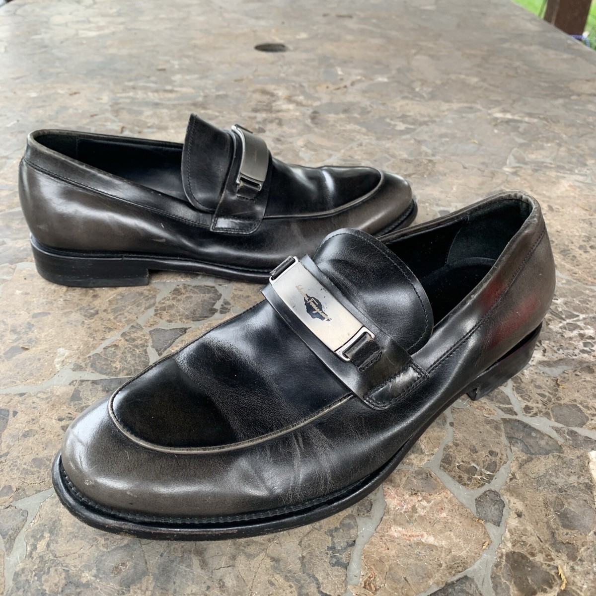Mens Salvatore Ferragamo Charcoal Gray Grey Burnished  display picture 2