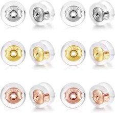 18K Gold Locking Secure Earring Backs for Studs, Silicone Earring Backs Replacem
