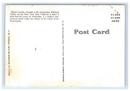 Mt. Loretto Canvalescent Nursing Rest Home Amsterdam NY Postcard D15 - Picture 2 of 2