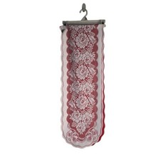 Lace Overlay red/white Christmas table runner 72 x 12.5