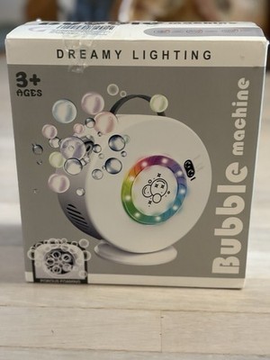 Bubble Machine Automatic LED Lights Auto Rotate