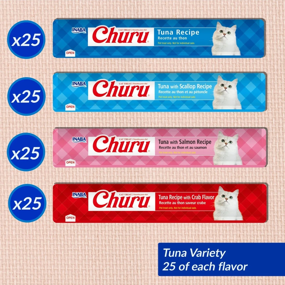 Churu Cat Treats Lickable Squeezable Creamy Purée w/Vitamin E 0.5oz 100Tubes - Image 3 of 4