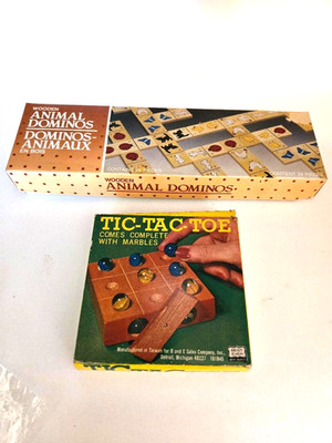 Wooden Domino set and Tic-Tac-Toe Game in Original Boxes