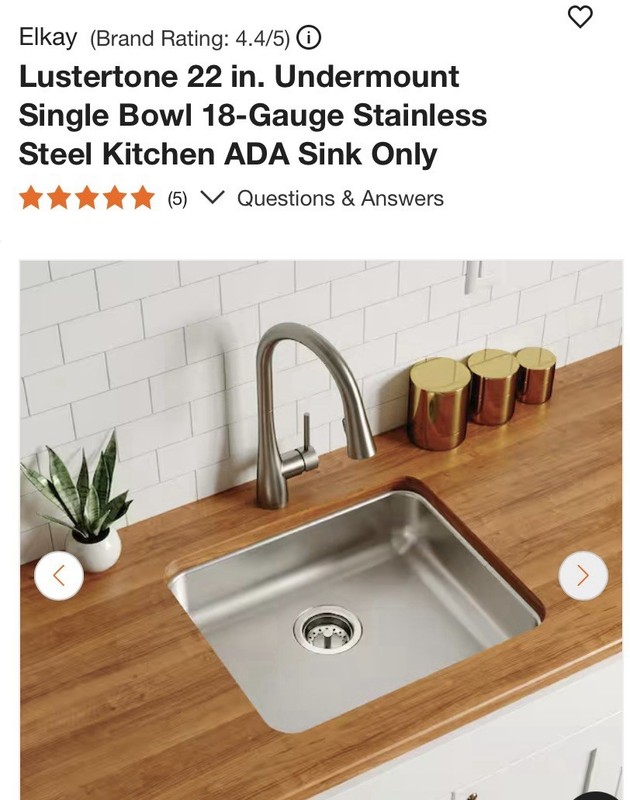 New Lustertone 22 in. Undermount SingleBowl 18-Gauge StainlessSteel Kitchen Sink