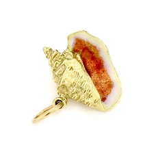 18K Orange Enamel Conch Shell Charm, Pendant