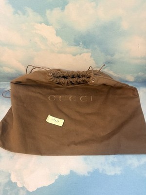 GUCCI Dust Bag Travel Storage Drawstring Brown Logo 17 x 14  Cotton