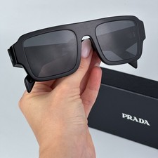 Prada Women Sunglasses Black Dark Grey Square PRA05S 16K08Z BRAND NEW