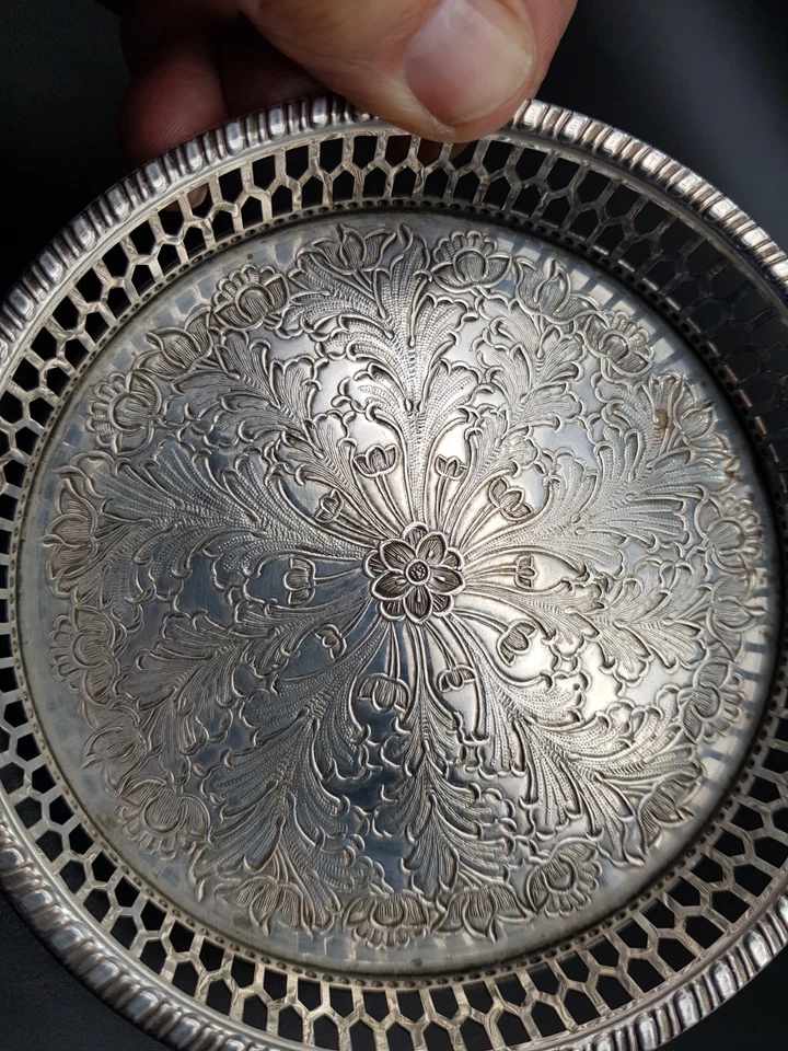 Vintage Viners Alpha Silver Plated Galleried Wine Bottle Coaster fully marked(C) - Image 4 of 4