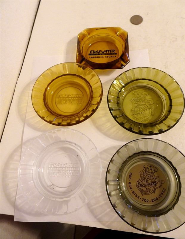 5 Vintage Edgewater Casino Laughlin NV round square clear glass amber smoked