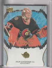 2021/22 UPPER DECK EXQUISITE FILIP GUSTAVSSON GOLD PARALLRL ROOKIES RC #d/99
