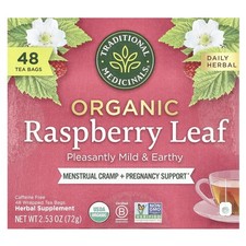 Organic Raspberry Leaf, Caffeine Free, 48 Wrapped Tea Bags, 2.53 oz 72 g 