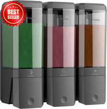 Wall Mount Shower Dispenser 3x500ml No Drill Shampoo Conditioner Holder Gungray