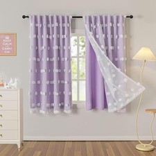 Curtains for Girls Bedroom Nursery Curtain with 52"W x 63"L Pack of 2 Lilac