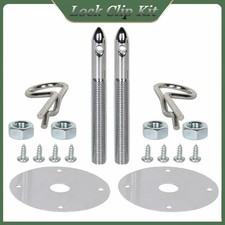 Racing Billet Mount Hood Pin Plate Bonnet Lock Latches Trim Kit Universal