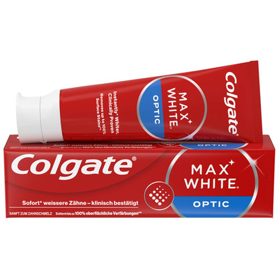 Colgate Zahnpasta Max White Optic 75 Ml   Entfernt Bis Zu 100% Der Oberflächenve