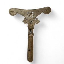 Vintage Ethiopian Amhara Orthodox Cross Priest Staff Final Tip Bronze 7 Inches