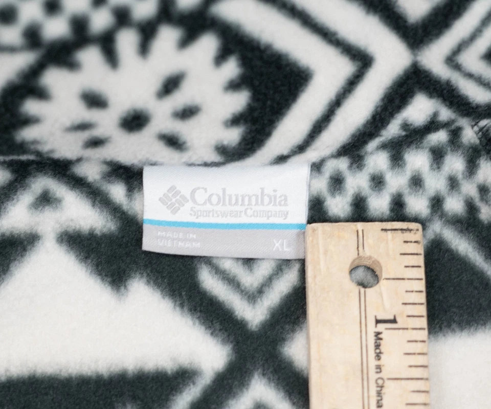 Pullover Columbia Cremallera Completa Azteca Geométrico Polar Negro Blanco Mujer Talla XL Foto 3 de 4