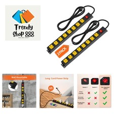 Heavy Duty 8 Outlet Long Power Strip - 2Pack with Built-in Safety Switch  Fuse