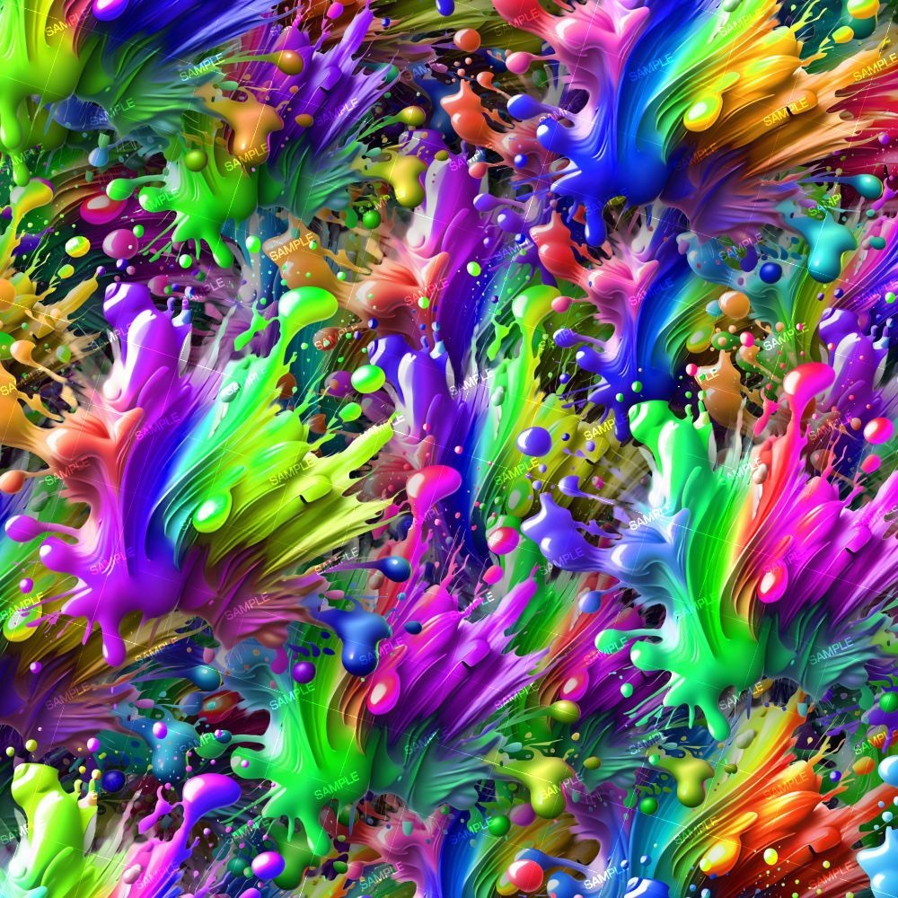 Colorful Paint Splashes - 20" x 38" Hydrographic Film Hydro Dipping