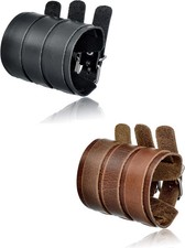 2Pcs Genuine Leather Bracelet Punk Spike Studded Rivet Braided Chain Biker