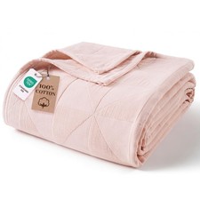 4 Layer 100 Percent Cotton Muslin Throw Blanket Pink 50x60 Inch Breathable Soft