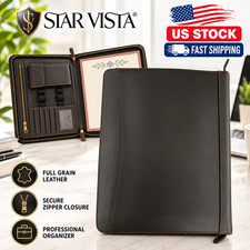 Padfolio Business Leather Portfolio Zippered Notebook Binder Office Organizer 10