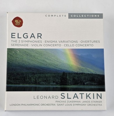 Elgar 2 Symphonies Enigma Variations Concertos 4CD Leonard Slatkin London