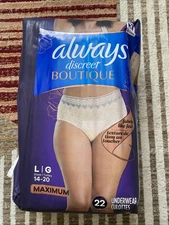 22 Count Always Discreet Boutique Large Incontinence & Postpartum Underwear,