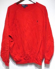 vtg Polo Ralph Lauren RED 90s SWEATSHIRT LARGE Pullover Crewneck Made Hong Kong