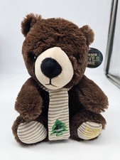 NWT Fiesta Brn sitting Bear Plush Stuffed Animal Toy Christmas Tie Scarf 9" 3