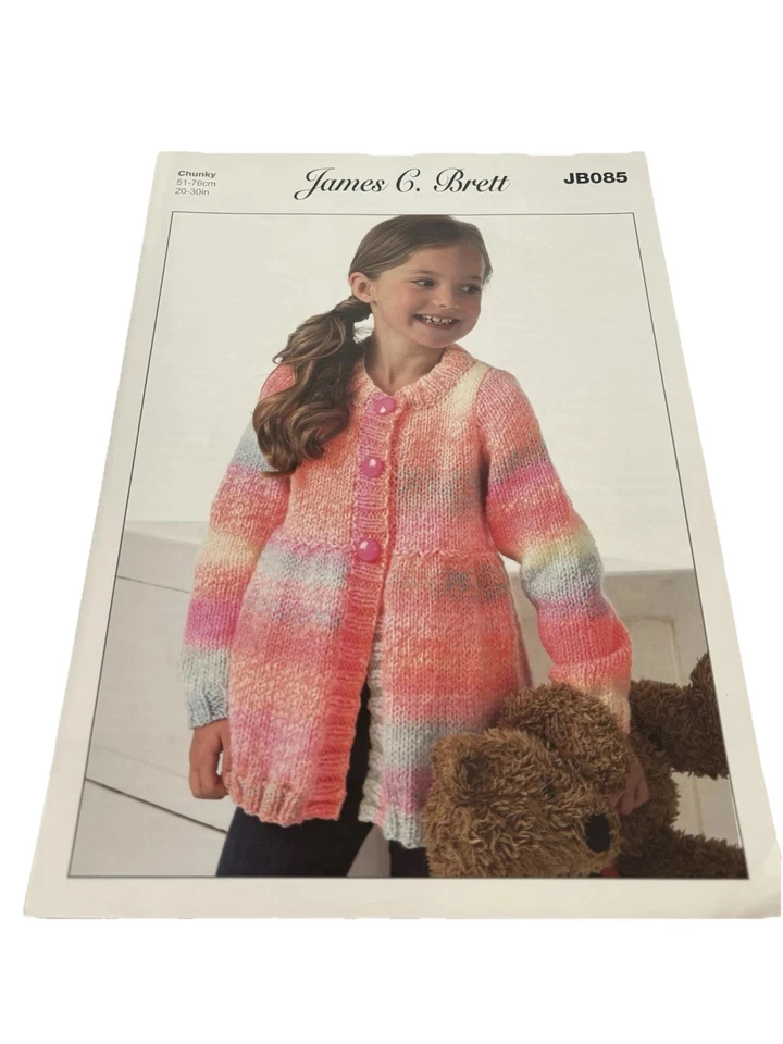 James C Brett Chunky Cardigan 51-76cm JB085 Knitting Pattern - Image 2 of 3
