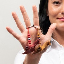 Leather Snail Keychain Cute Handmade Gift for New Drivers