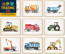 Construction Room Decor for Boys - Toddler Boy Room Decor, Truck Wall Art for Ki