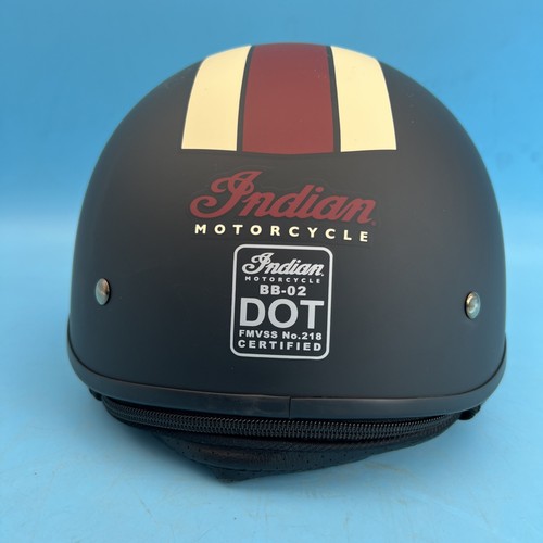 New - Indian Motorcycle Classic Half Helmet, Matte Black W/Stripes- Small- BB-02 - Picture 3 of 8