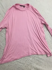H By Halston Essentials Shirt Plus Size 3X Pink Long Sleeve Crew Neck