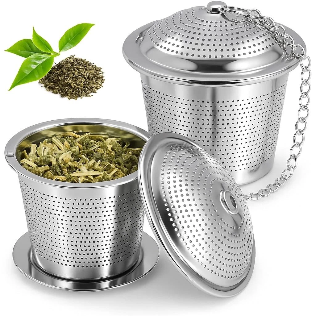 Tea Strainer Set of 2 Stainless Steel - Fine Loose Tea & Herb Strainer - Includes...