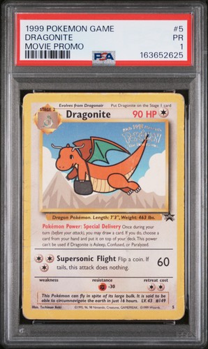 1999 POKEMON GAME MOVIE PROMO #5 DRAGONITE PSA 1