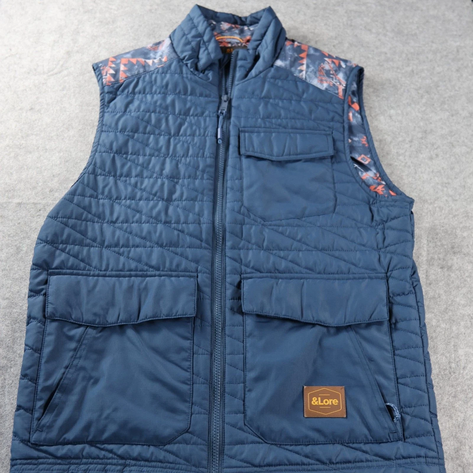 &Lore By Tahoe River Mens Quilted Vest Navy Blue Southwestern Print Small image 1