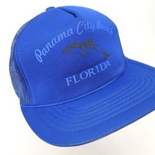 Panama City Beach Hat Cap Dolphin Trucker Rope Spring Break Blue Snapback Vtg