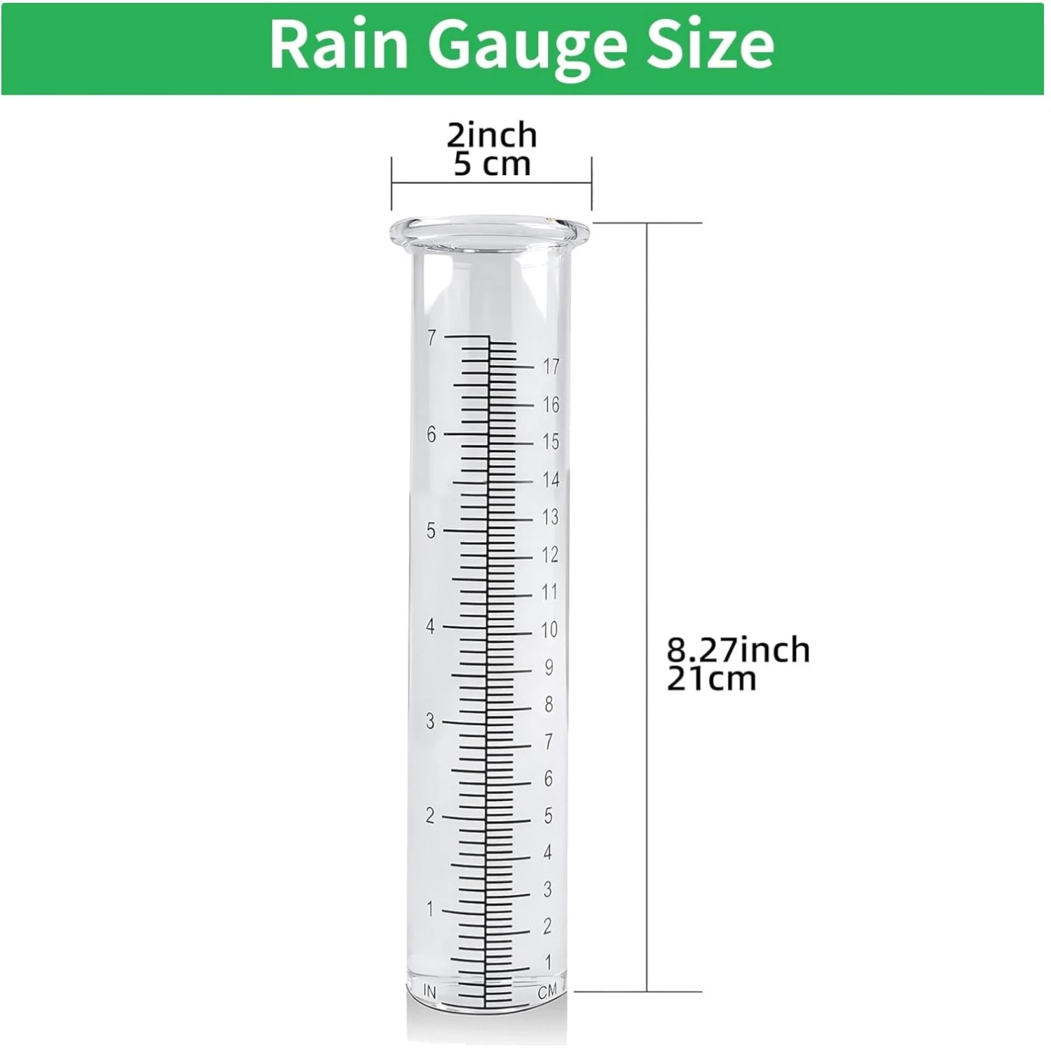 Transparent Glass Rain Gauges - Yard Garden 2pcs